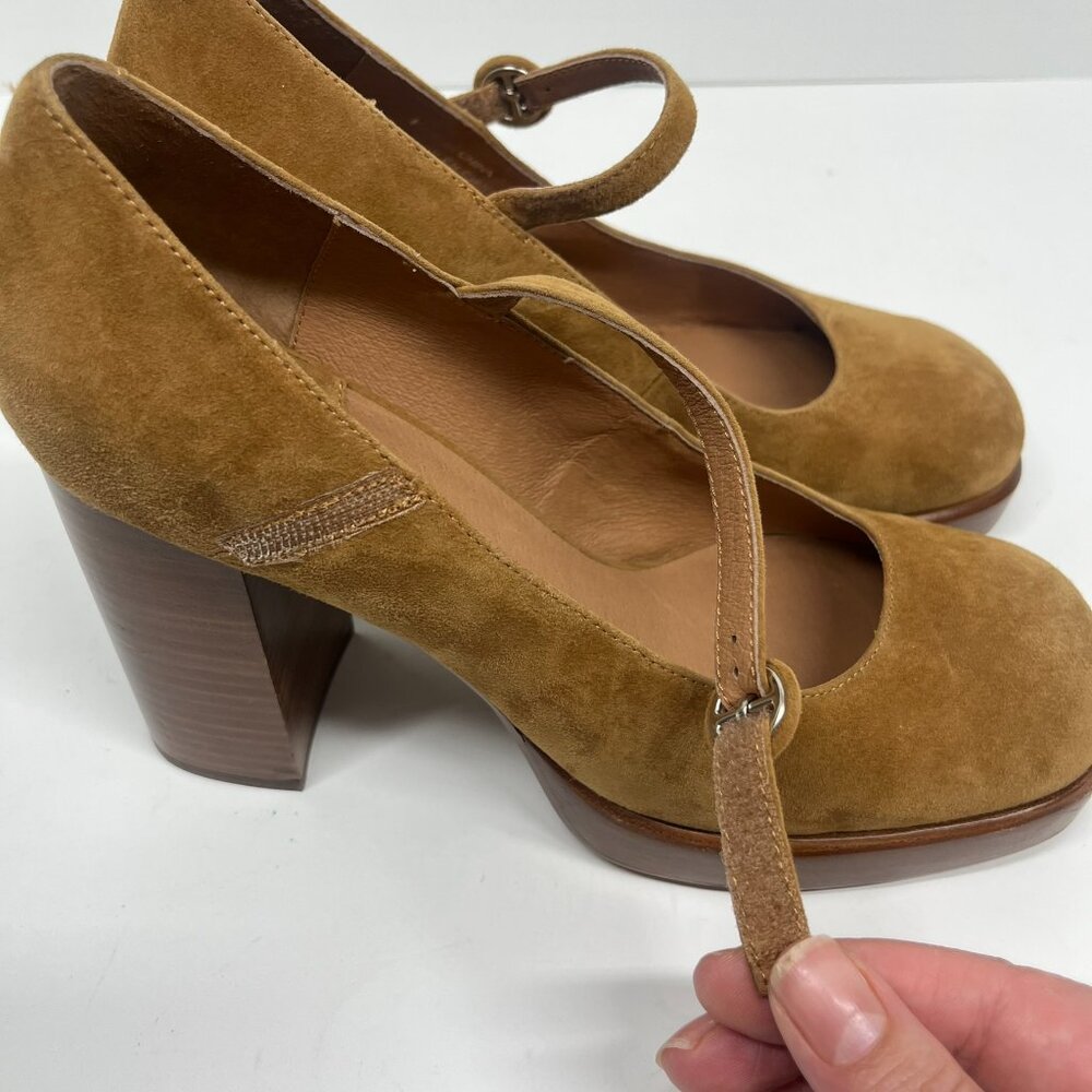 Jeffrey Campbell Brown Suede Platform 'Mary Ann' Mary Jane Block Heels Sz. 8 - Picture 4 of 9